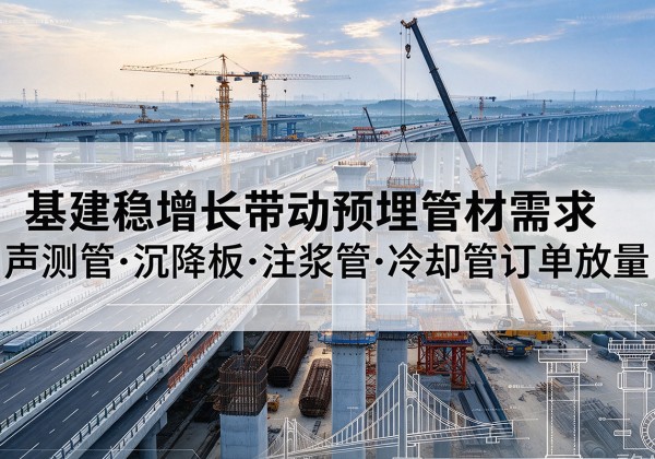 宽城基建稳增长带动预埋监测管材需求，声测管、沉降板、注浆管订单持续放量